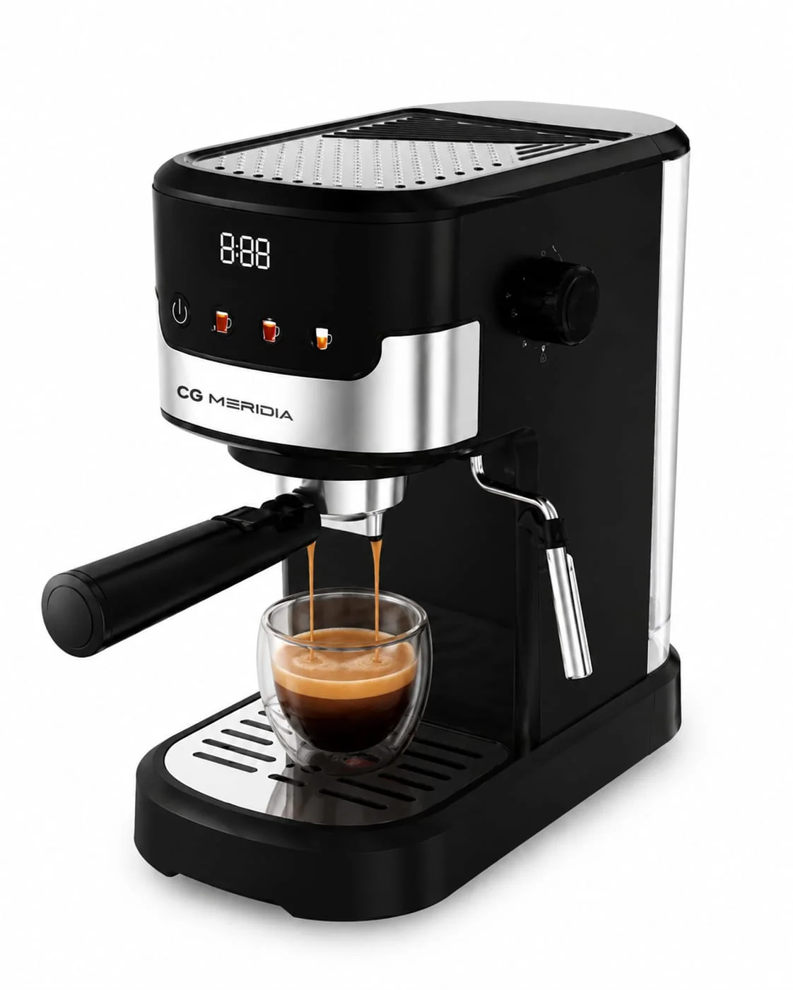 CGMERIDIA Espresso Machine, 1 Liter, 2 Cups, 1100W, Black - CGMRCM01