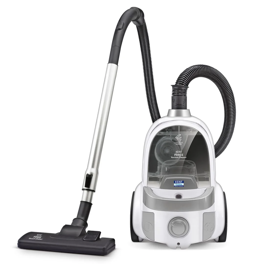 KENT Force Cyclonic Vacuum Cleaner KSL 160 | 2000W | Washable HEPA Filter | Low Noise | Rubberized Wheels
