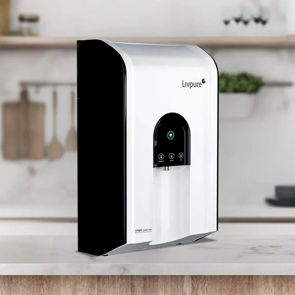 Livpure Zinger Copper Hot (RO +UV +UF +Taste Enhancer ) 6.5 L tank-White, 15 LPH Water Purifier
