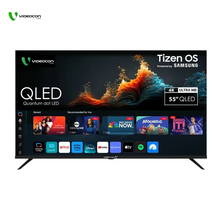 Videocon Life 55" QLED TV 4K UHD HDR10 Dolby Audio Powered By Samsung Tizen OS Frameless- VD-Q55UHD-TIZEN