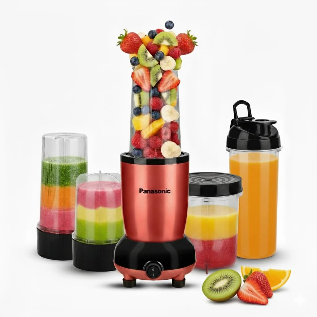 Panasonic MG_GA 5350RR Nutriturbo Hand Blender with 5 Jars | Powerful 600W Max Locked Motor | Juicing, Blending & Grinding | Copper Motor & Safety Lock | Multipurpose Kitchen Appliance