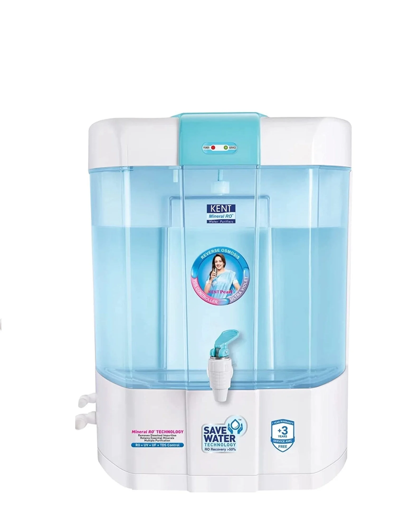 KENT PEARL ZWW MINERAL 8 Liters RO WATER PURIFIER RO + UF + UV + TDS Control