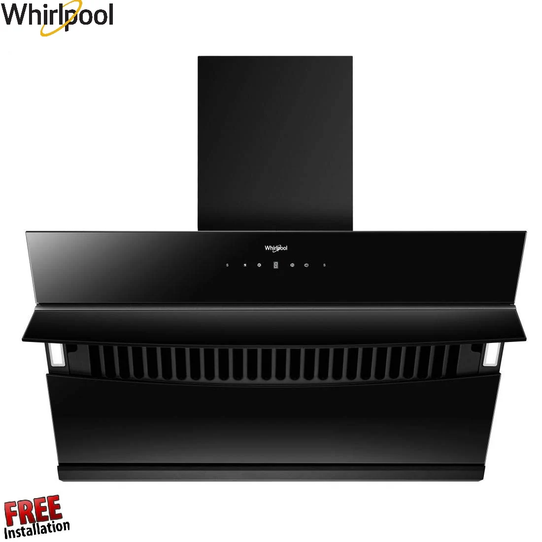 Whirlpool 90 cm 1260 m³/HR Auto-Clean Angular Kitchen Chimney (VFL 902 HAC HOOD, Filter less Technology, Touch Control, Black)