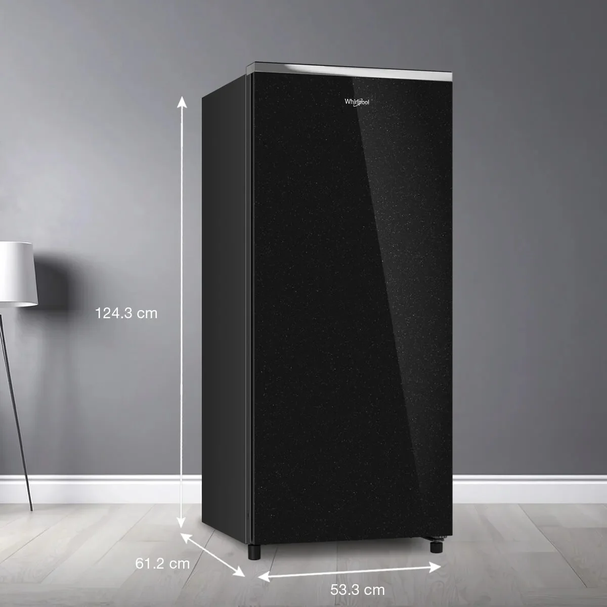 Whirlpool Icemagic Pro 192L 3 Star Glass Finish Single Door Refrigerator - Crystal Black-Y