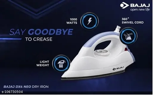 Bajaj Neo 750 W DX 4 Plastic Dry Iron, Blue