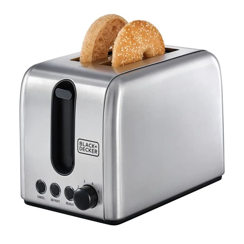 BLACK+DECKER Toaster- Stainless Steel-1050W- Silver – ET244-B5