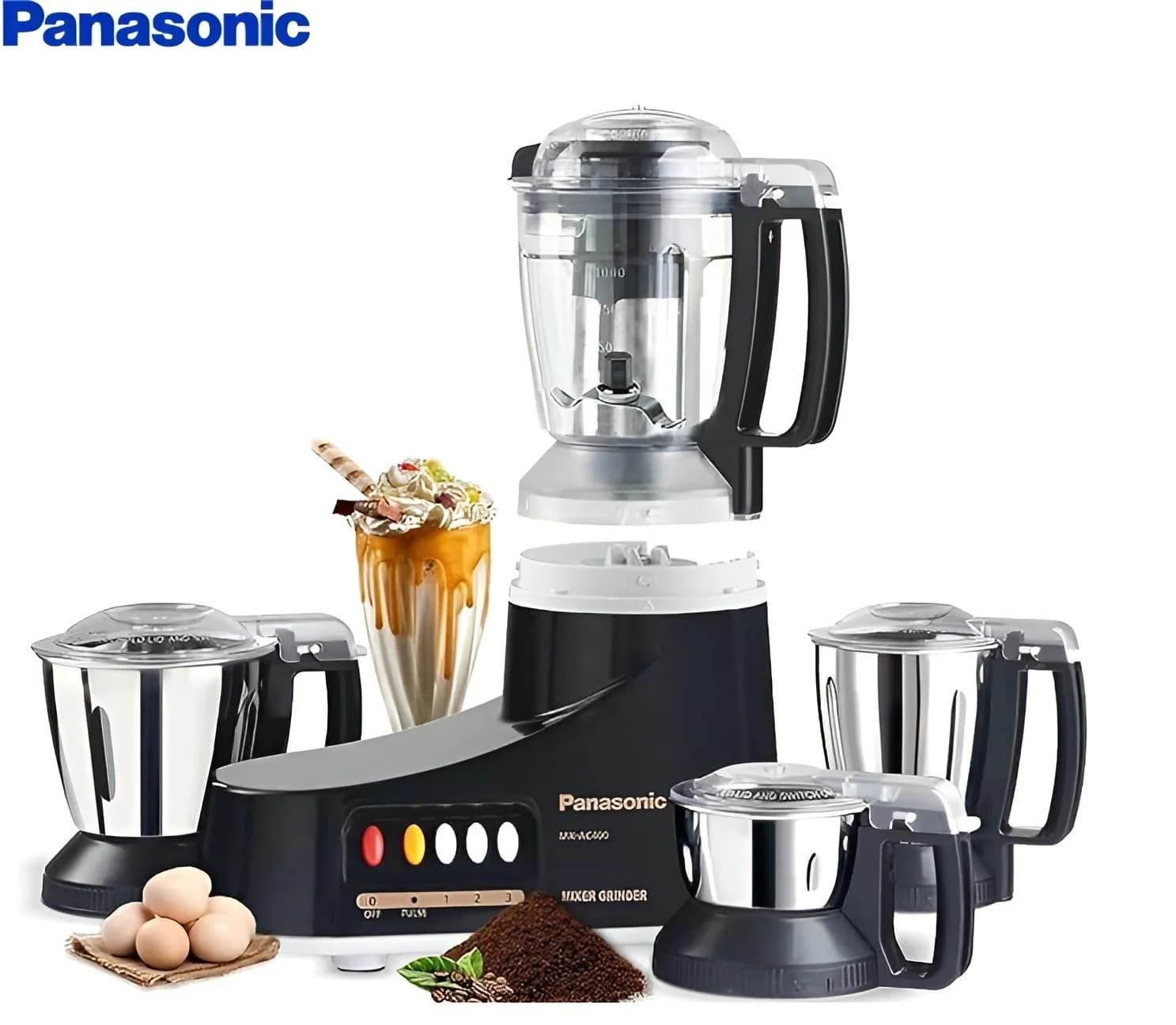 Panasonic Super Mixer Grinder 1000W MX-AC400 Black 3 Stainless Steel Jars1 Juicer Jar