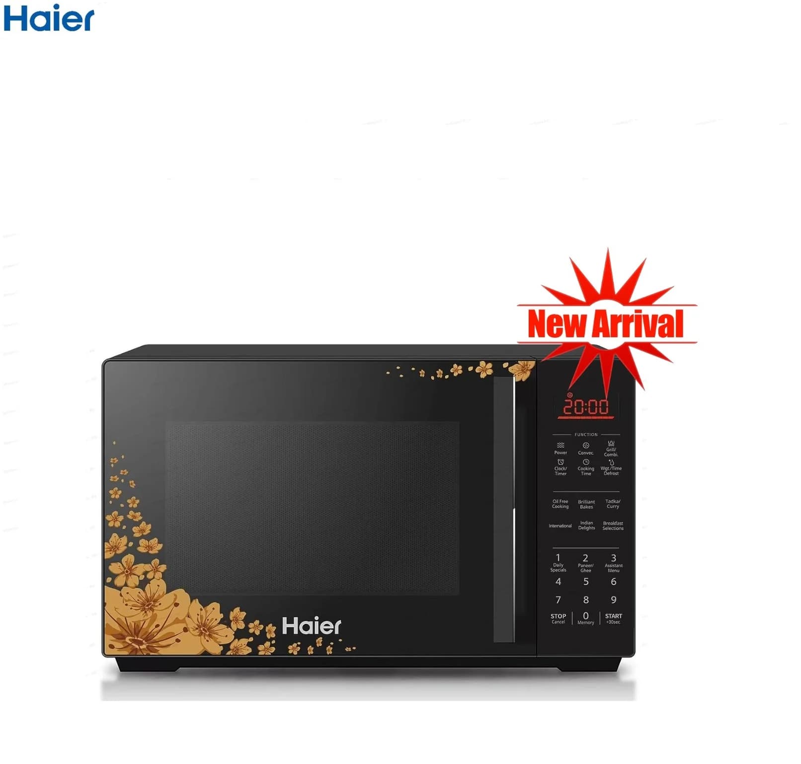 Haier 22L Convection Microwave ( HIL22ECCFSD , Black, Floral Pattern)