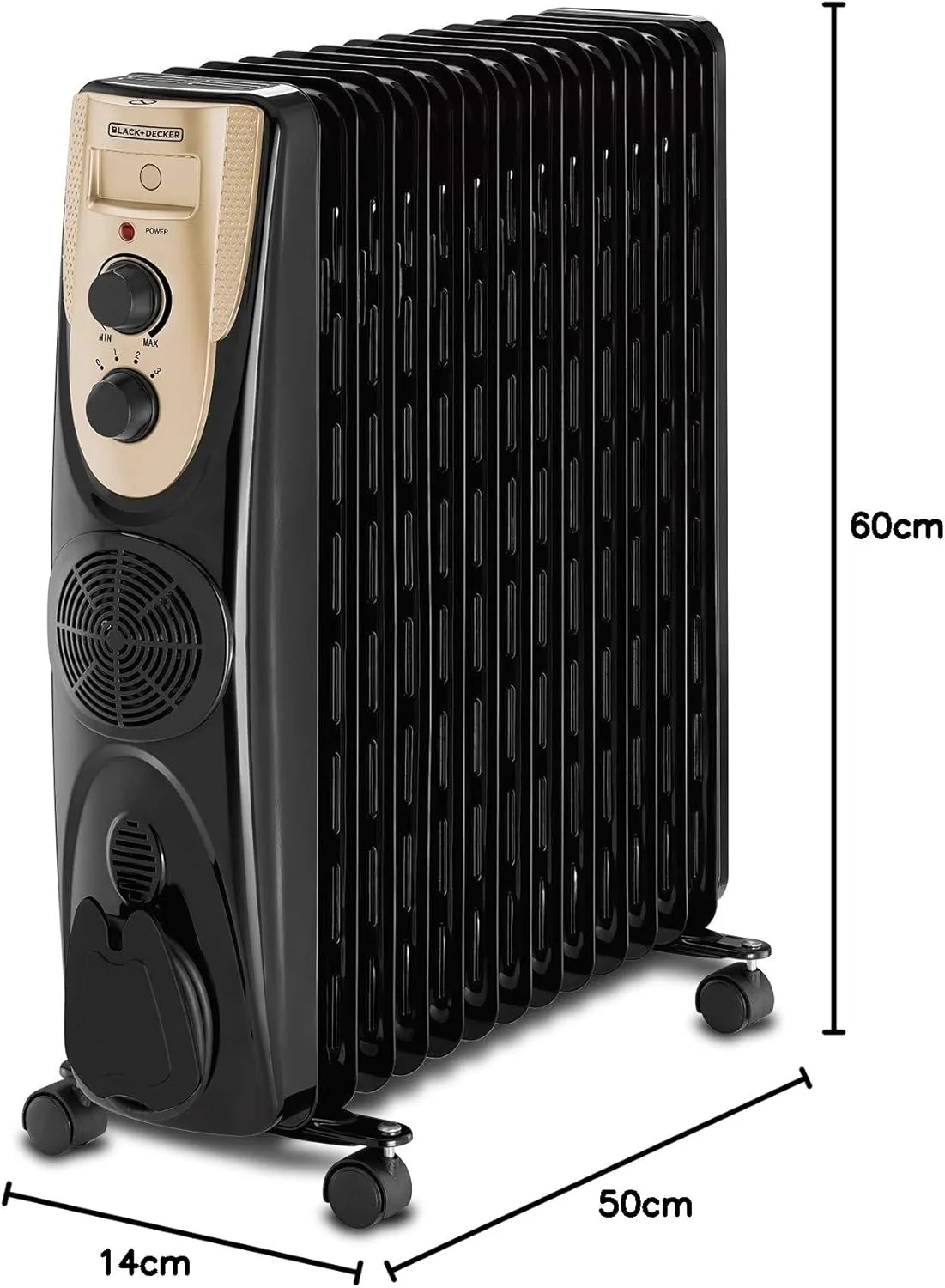 Black & Decker 2500W 13 Fin Oil Radiator Heater With Fan Forced Black OR013FD-B5 /2 Years Warranty