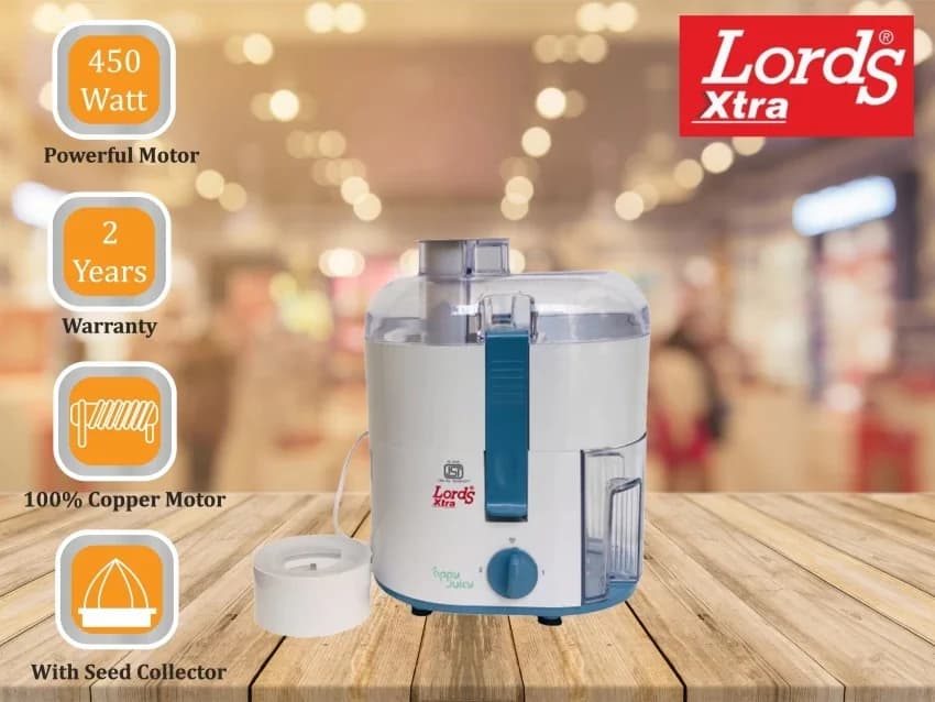 Lords Xtra Appy 500watt Juicer with Xtra Power and Xtra Comfort, White (xtra500) Black