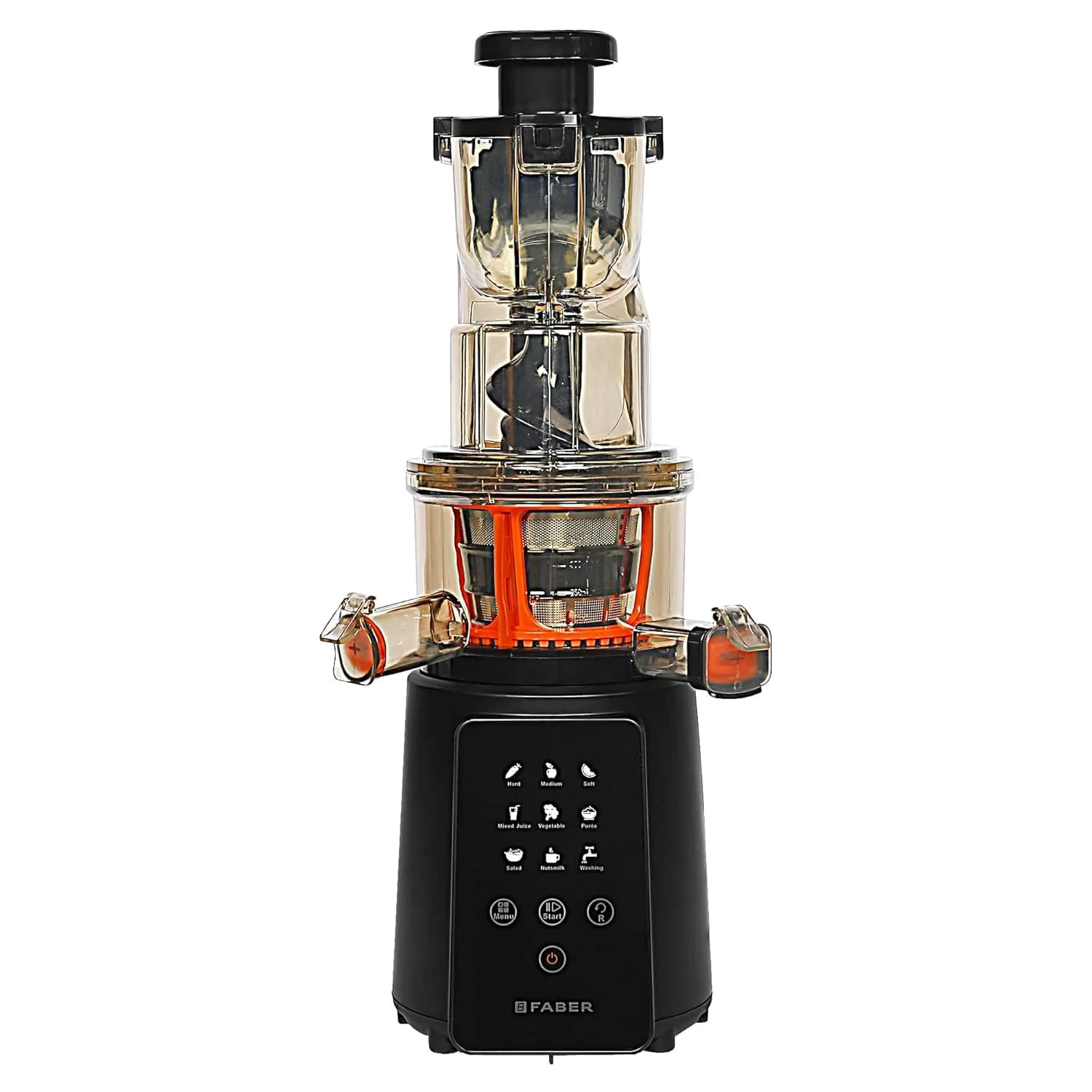 Faber Cold Press Slow Juicer+ Salad Maker, FSJ 200 BK-M with powerful 200 watt motor, Black