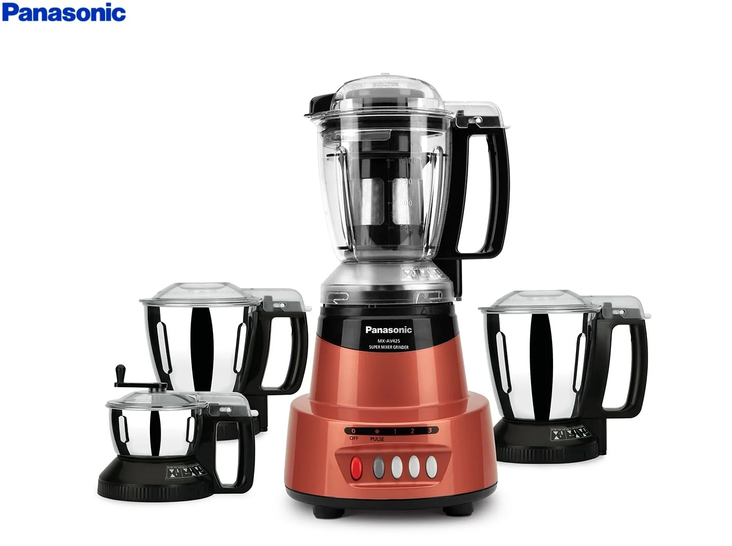Panasonic Mx-Av-425Rr 600W Juicer Mixer Grinder, Rustic Red 4 Jar, 600 Watt