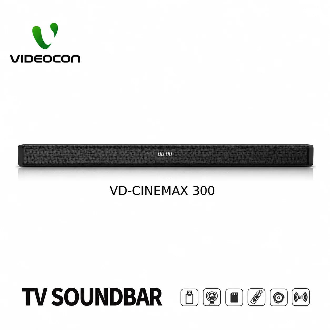 Videocon Cinemax 80W Soundbar with 80W Output | 2.1 Channel | Inbuilt Subwoofers | EXTRA BASS | 3EQ Modes | Remote Control | Wall Mount Sound bar- VD-Cinemax 300