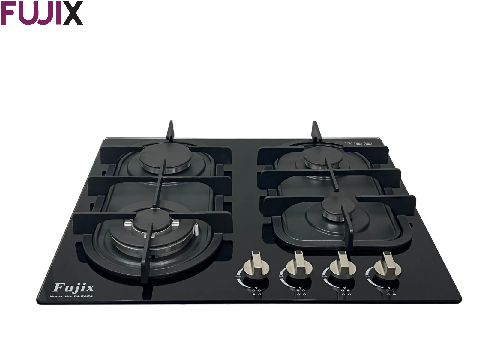 Fujix 4 Burner Gas Hob Electric Automatic Ignition (FJX - B60L3D) With Italian Burner _ Black