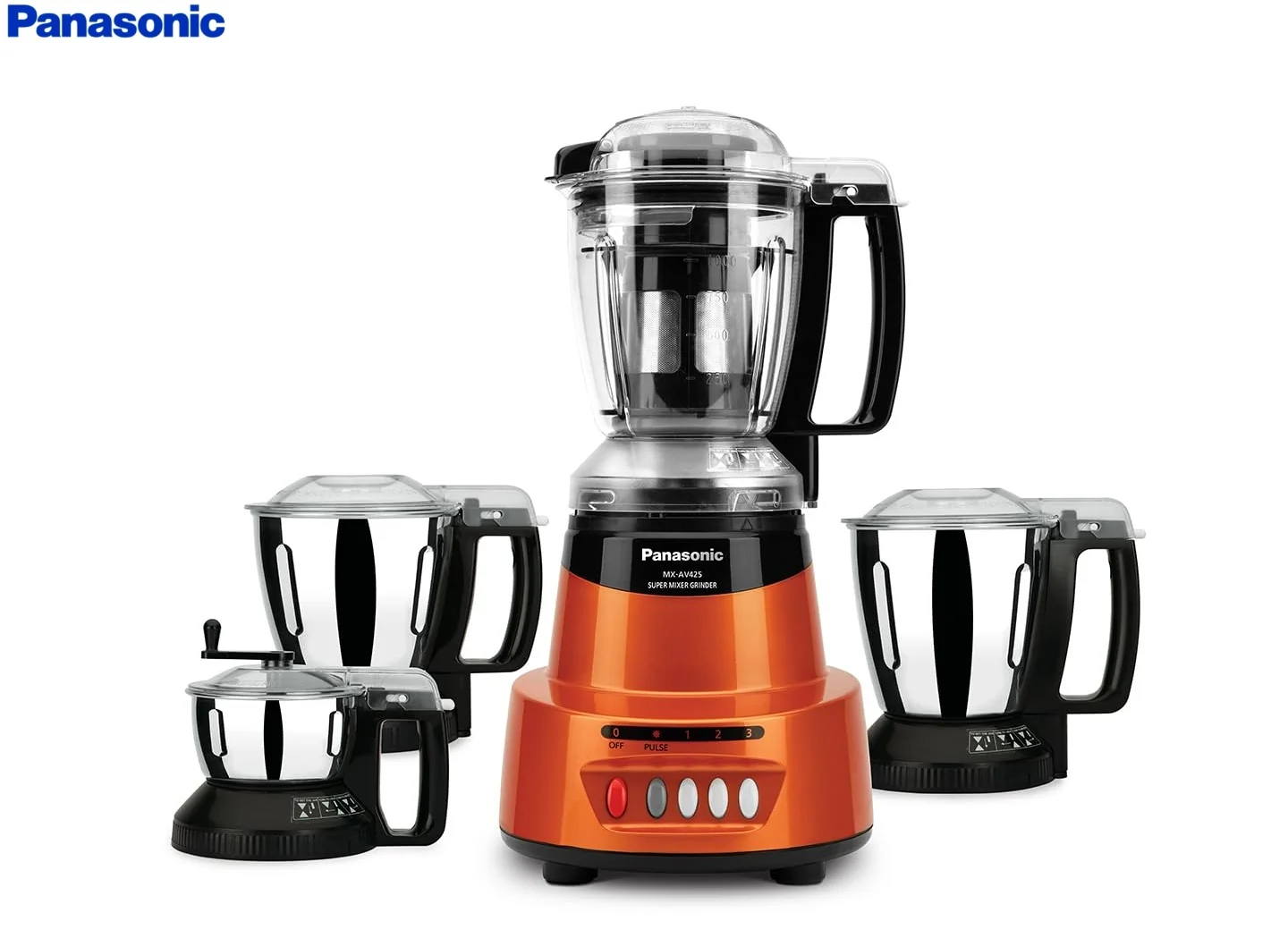 Panasonic Stainless Steel Mx-Av425 (Sunstone Orange) 600 Watts Super Mixer Grinder
