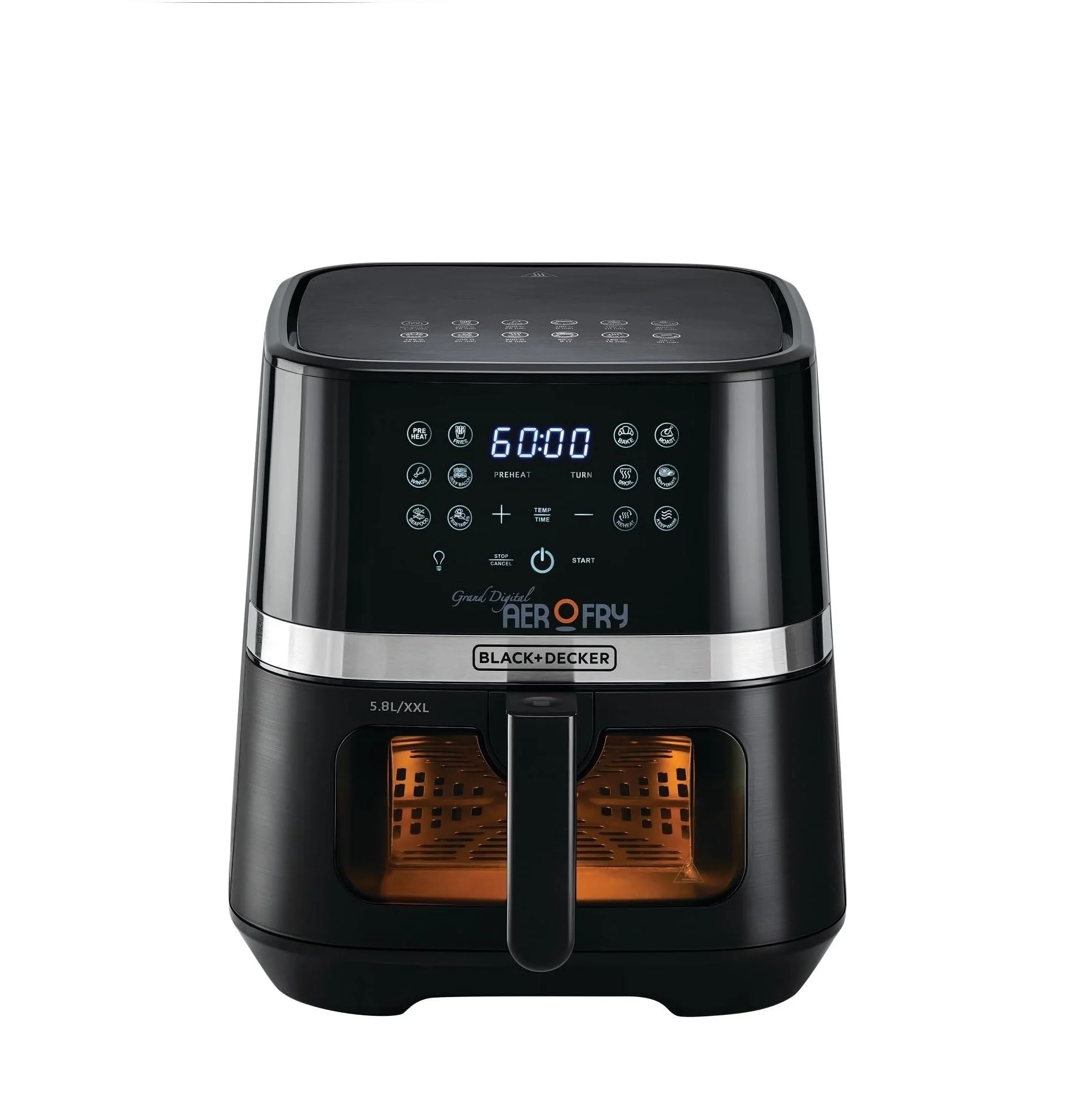 BLACK+DECKER (XL) 2 KG/8.5 L Air Fryer, 5.8L Basket, 1800W, Touch Screen, 12-in-1 With Rapid Hot Air Circulation For Frying_AF5800-B5