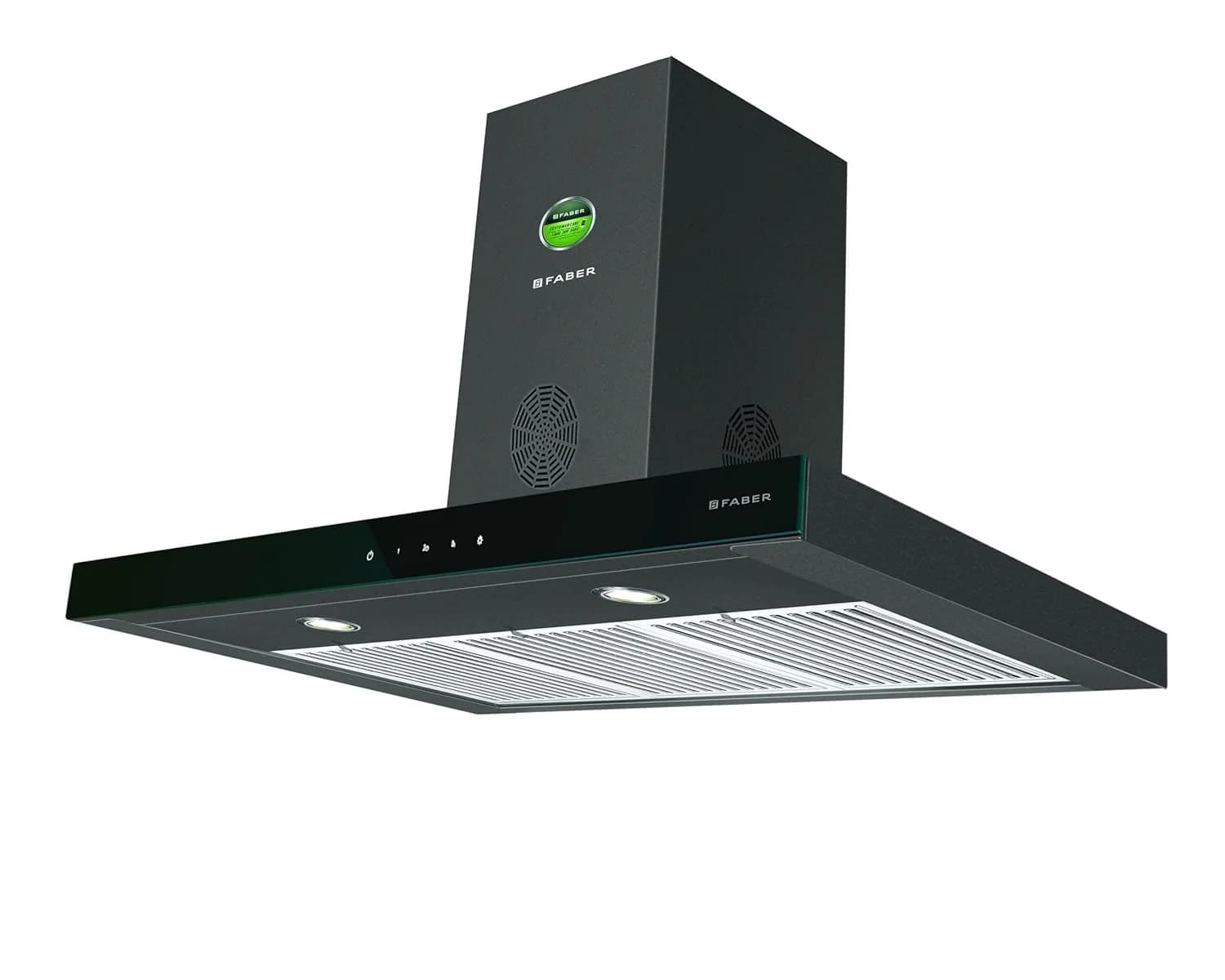 FABER STILUX 3D PLUS MAX T2S2 BK TC 90cm 1350m3/hr Ductless Wall Mounted Chimney with Touch Control Panel (Black)