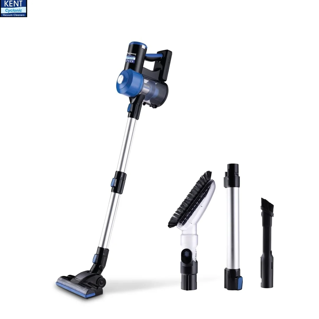 KENT Zoom Plus Cordless Vacuum Cleaner 150 Watt With Multi Nozzle Operation & Cyclone5 Technology (Blue, Black)