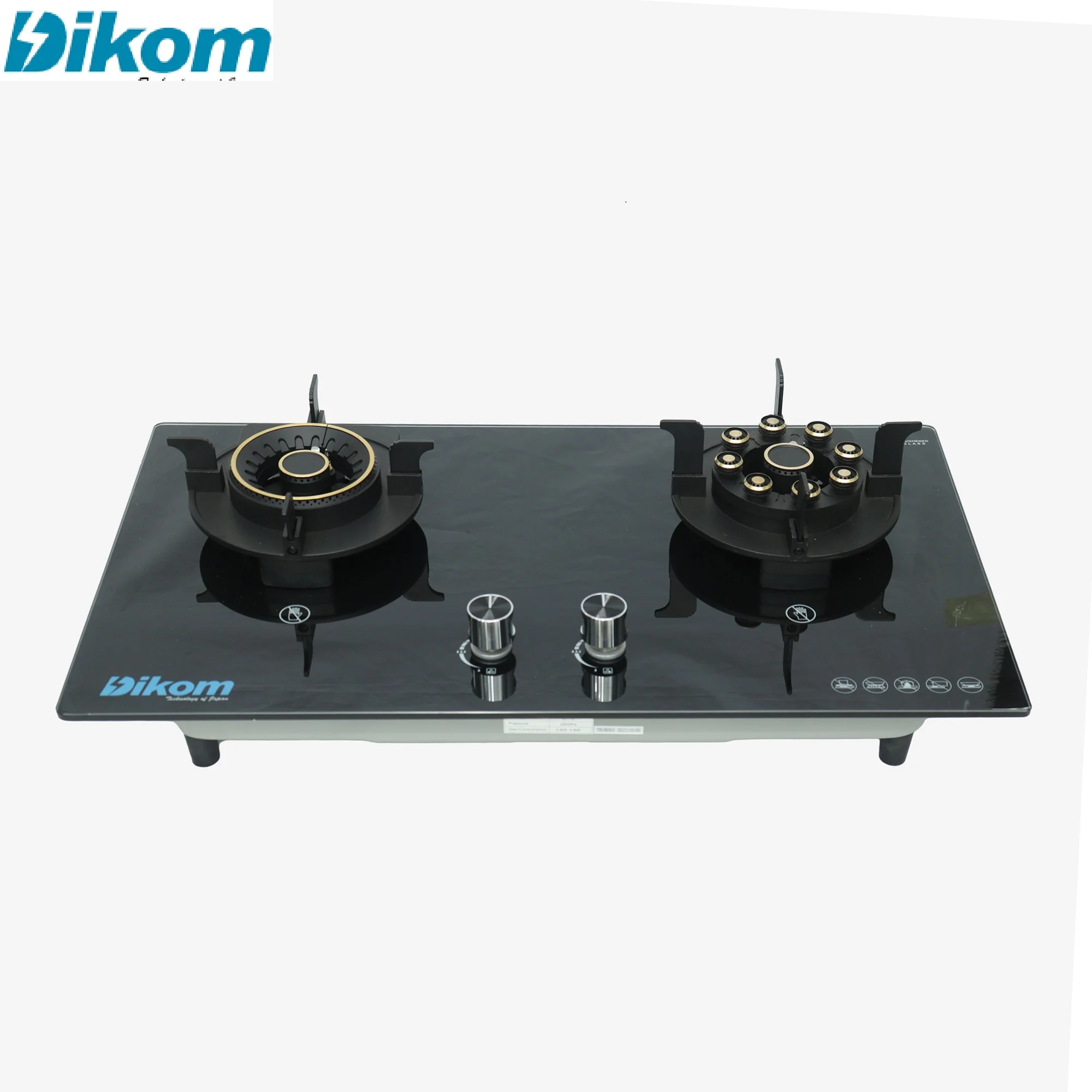 Dikom 2 Burner Elegant Design Foldable Gas Stove TBDGKH02 Black