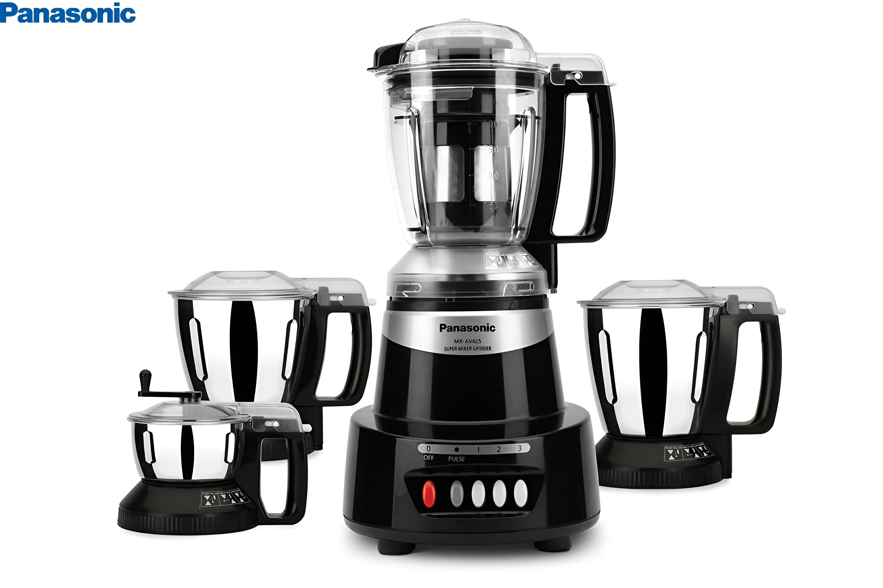 Panasonic MX-AV425 BLACK 600 Juicer Mixer Grinder (4 Jars, Black)