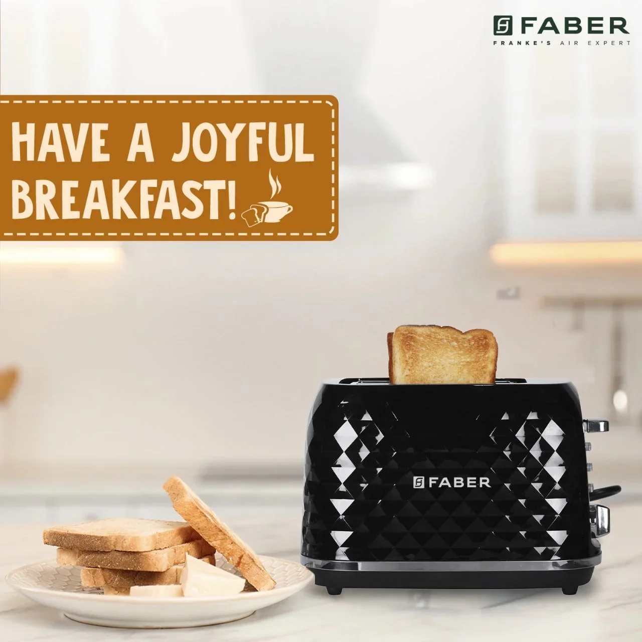 Faber 950W DLX BK 950-Watt 2-Slice Pop-up Toaster (Black)