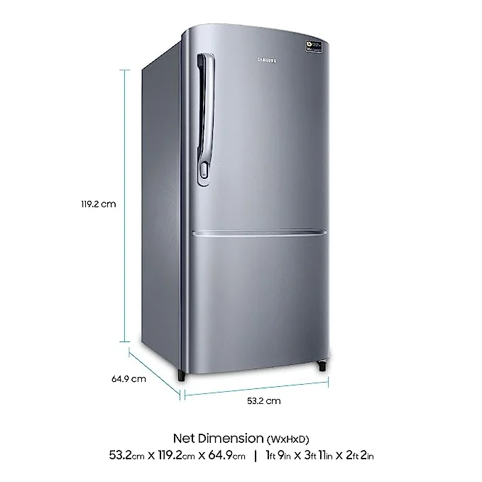 Samsung RR20C2412S8/IM 192Ltr Single Door Refrigerator with Digital invertor - Silver