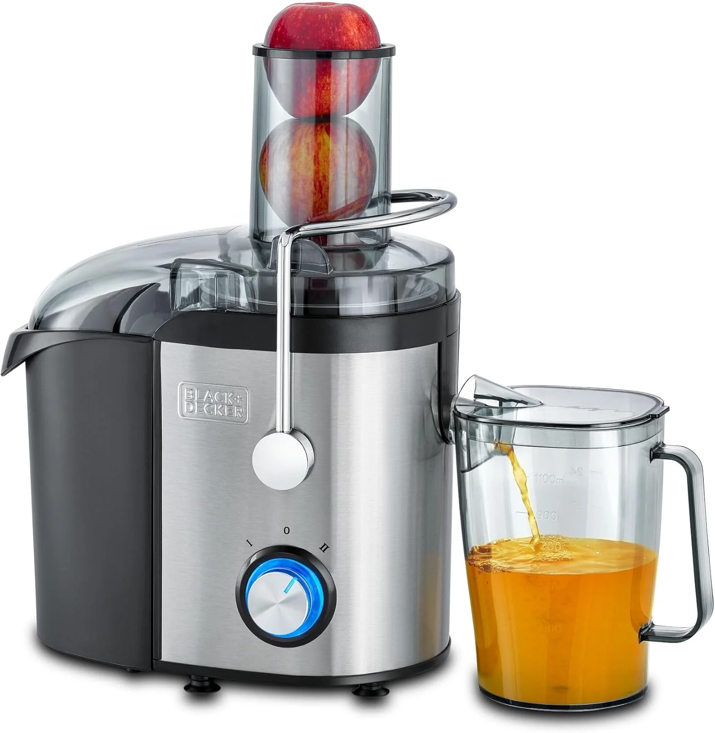 Black & Decker 800W 1.7L Stainles Steel XL Juicer Extractor With Juice Collector Silver/Black Je800-B5
