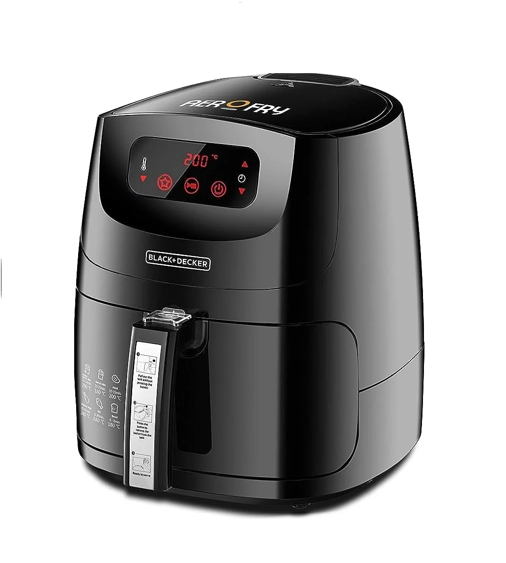Black+Decker 5 Liter 1.2kg 12-in-1 Multifunction Digital XL Air Fryer Black - AF600-B5, 2 Years Warranty