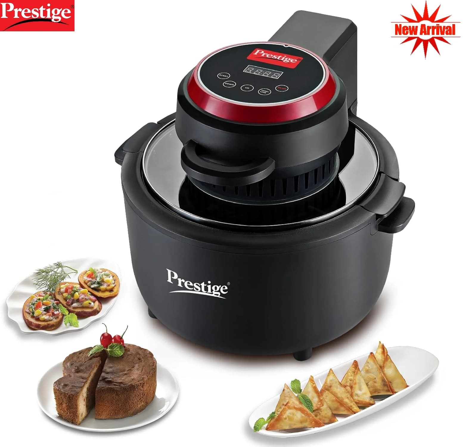 Prestige Multi-Chef All-in-One Air Fryer |80% less Oil Consumption|6.5L Capacity |1200 Watts Power|Airfry,Oven, Toast, Grill|See Through Lid|Advance Digital Display|Even Heat Distribution|Black