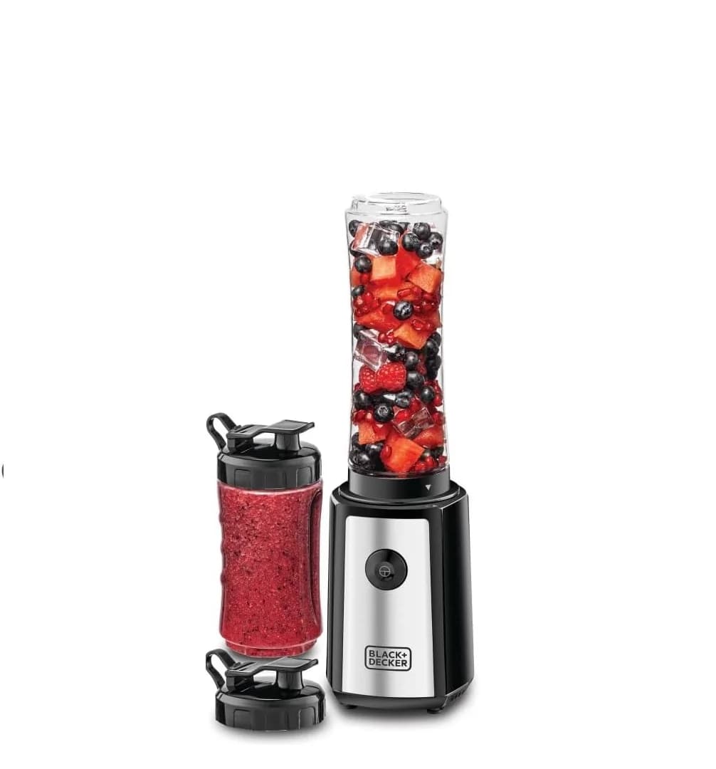 BLACK+DECKER Sports Blender/Smoothie Maker, 300W, 2 Piece with 500ml & 300ml Sports Bottle, 21500 RPM with Turbo Speed, SS Blades to Pulverize Ice & Frozen Fruits, , SBX300-B5